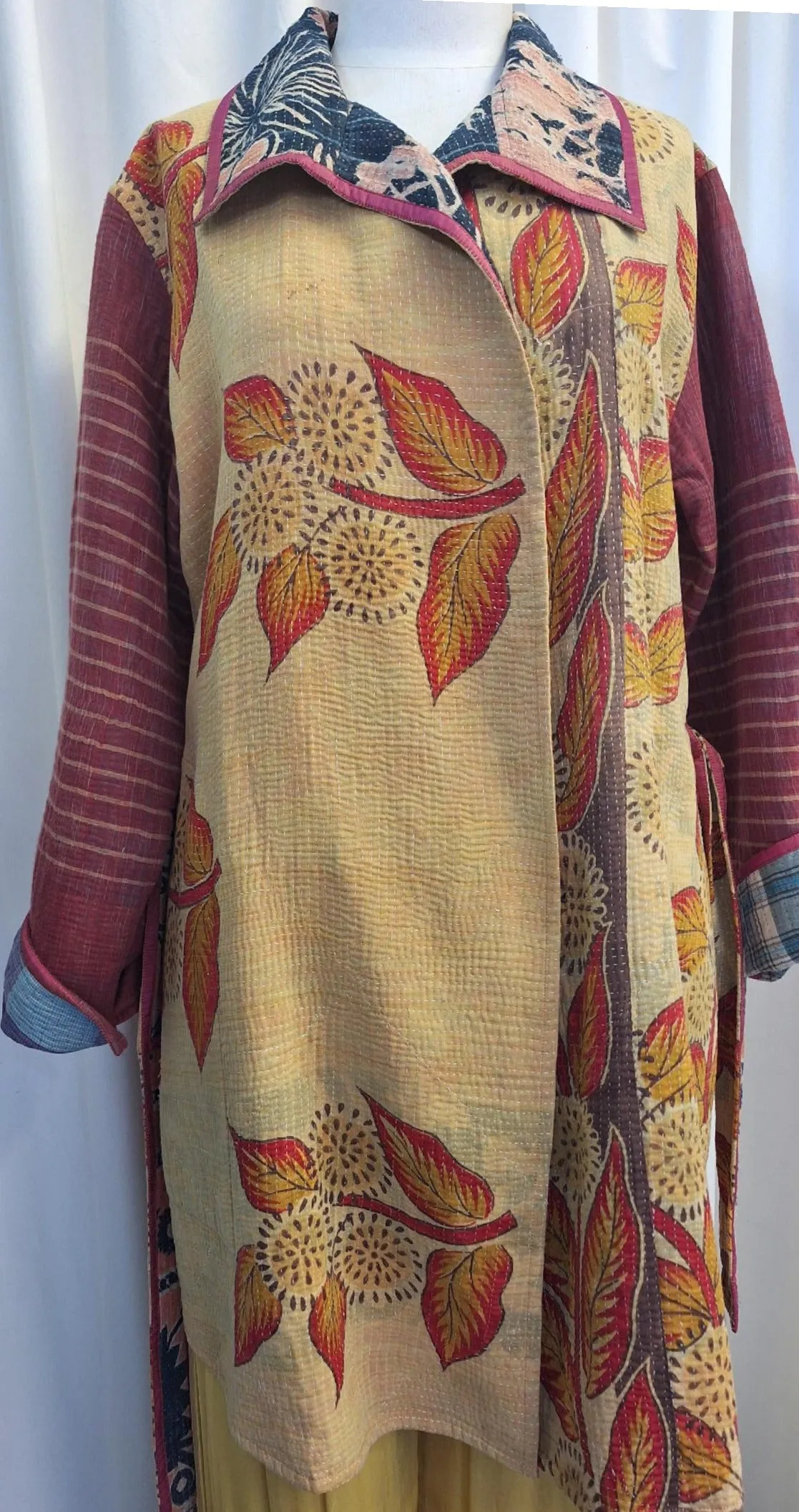 Reversible Vintage Kantha Stitched Coat - H