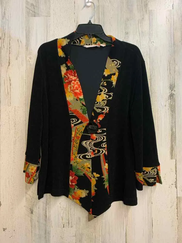 SOFT SURROUNDING Tops Size S BLK/MULTI-COLOR Floral JACKET Jacket
