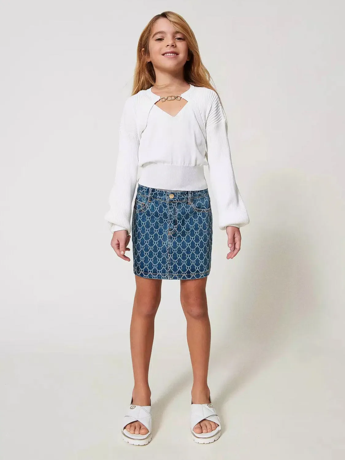 Twinset Girl's stretch denim miniskirt-251GJ2511