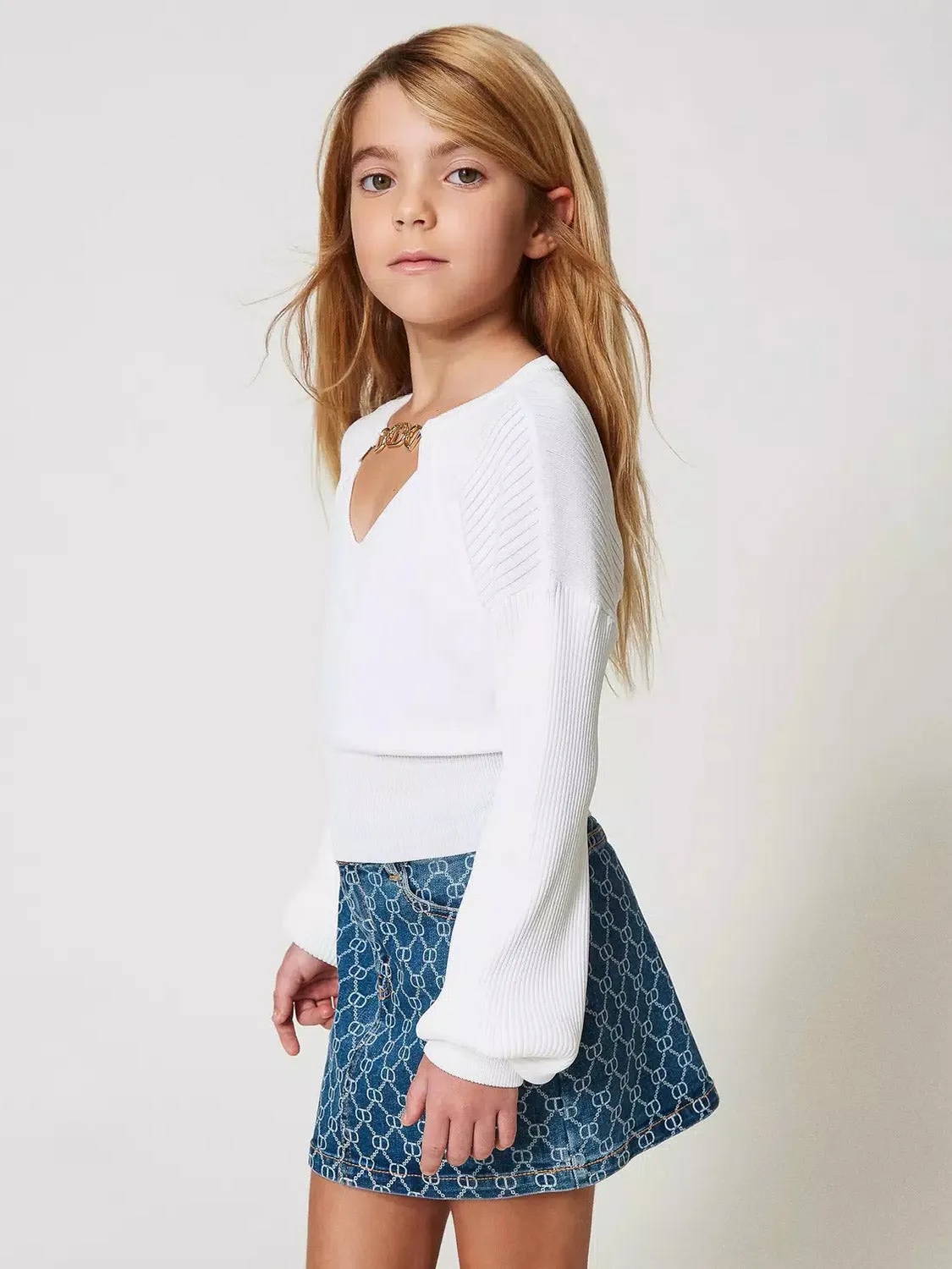 Twinset Girl's stretch denim miniskirt-251GJ2511
