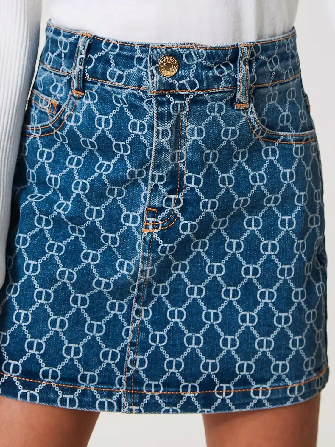 Twinset Girl's stretch denim miniskirt-251GJ2511