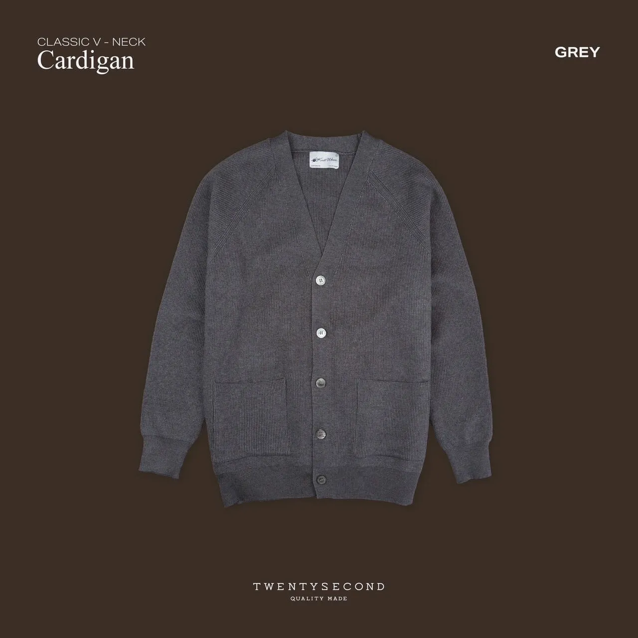 V-NECK CARDIGAN - GREY
