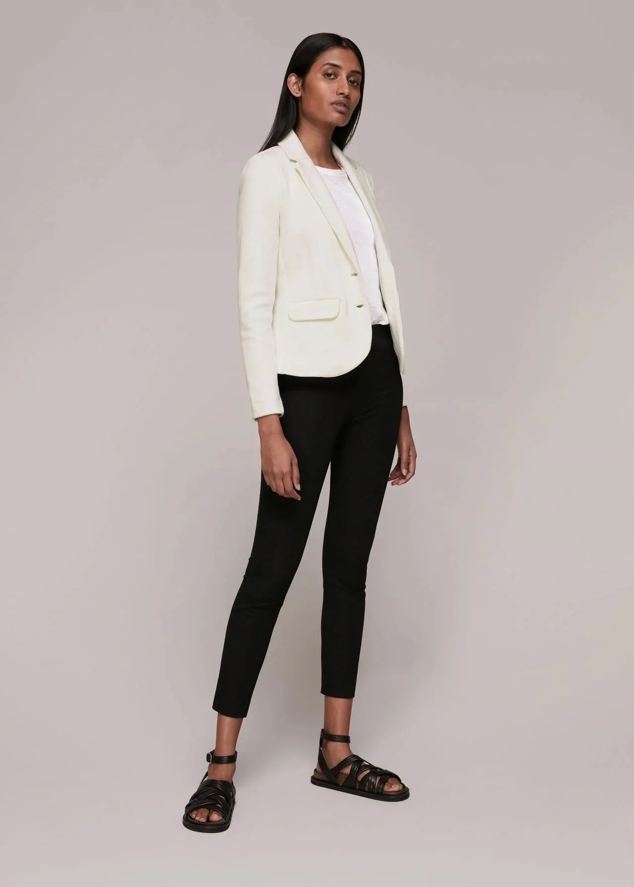 Whistles Ivory Slim Jersey Jacket