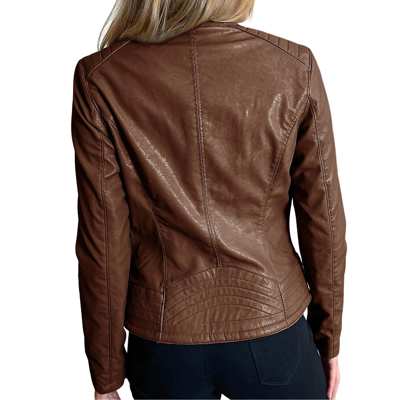 Women Bike Coat Moto Biker Leather Jackets Spring Autumn Slim Fit Leather Jacket Outerwear Women Fashion Short Jacket