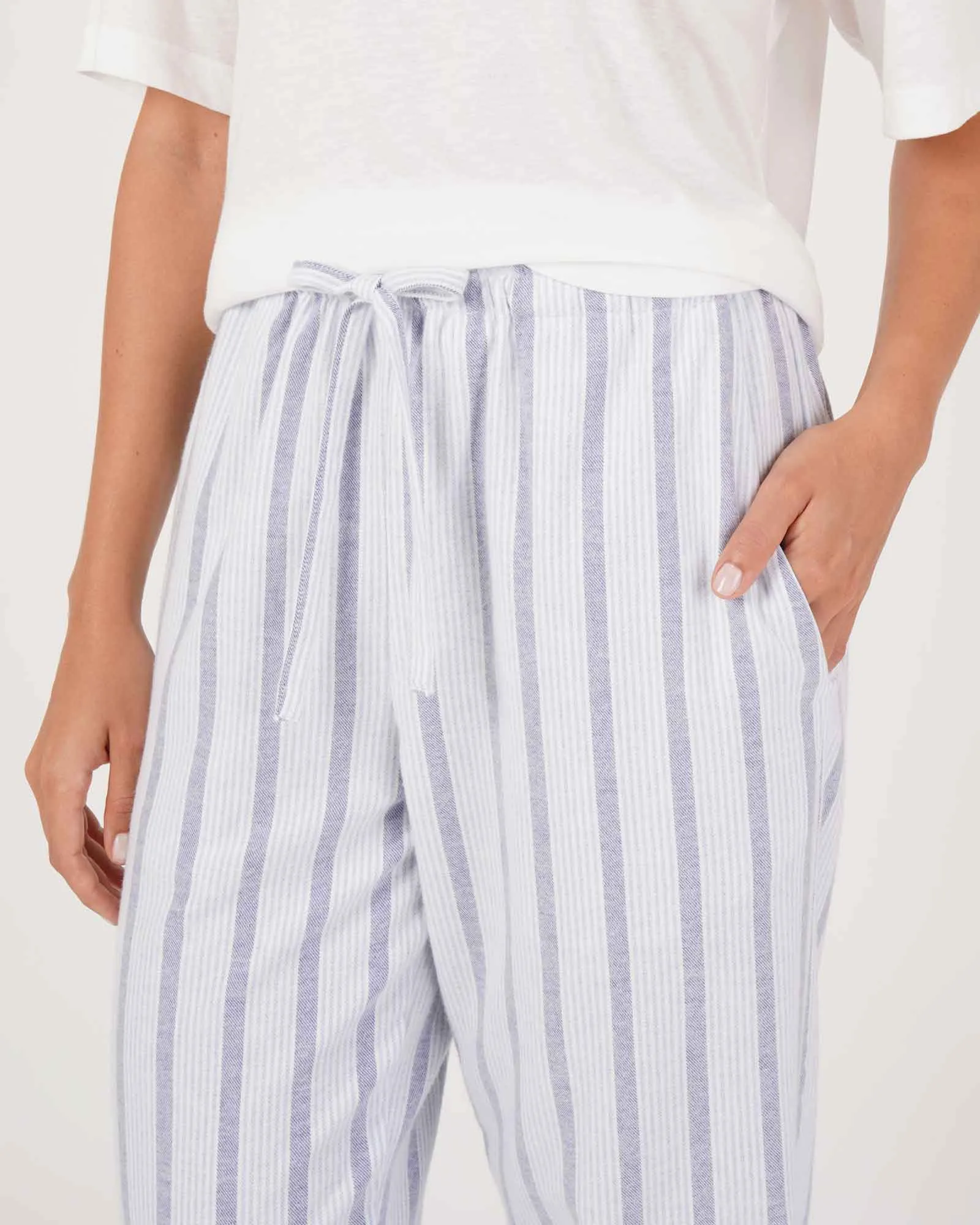 Women's Brushed Cotton Pyjama Trousers - Ripple Stripe