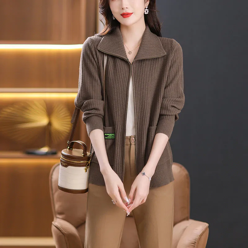 ❤️‍🔥Women's Knitted Zip Up Cardigan Sweater